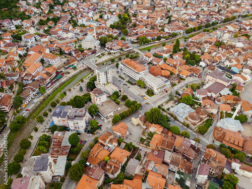 Prizren Old Town Aerial View. Popular Tourist Destination in Kosovo. Historic and touristic city located in Prizren. Balkans. Europe. 