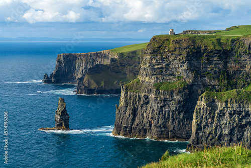 Scenic view on the rocky Cliffs of Moher at the west coast of Ireland photo