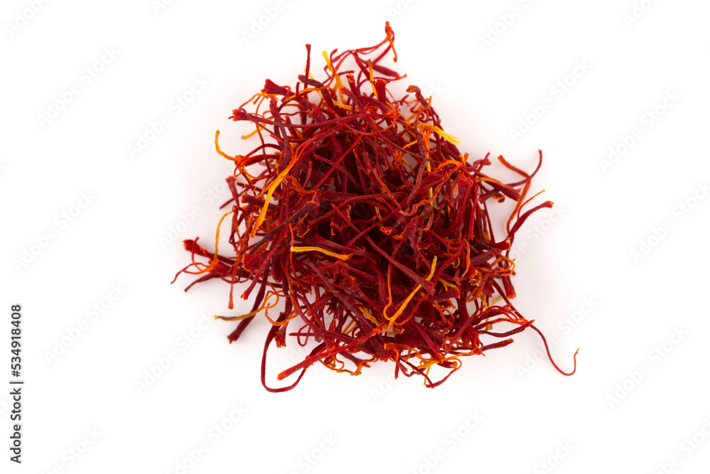 Naklejka premium Dried saffron spice isolated