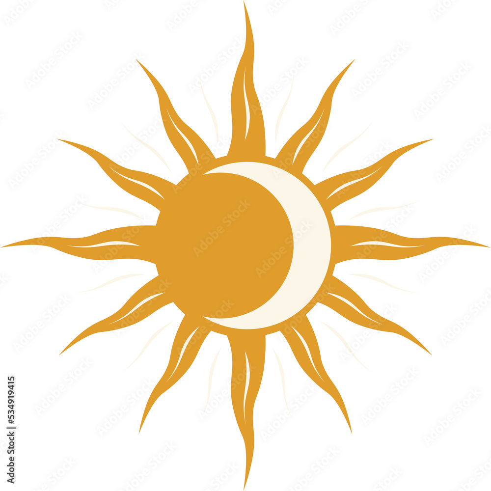 Sun and moon, mystical, transparent Sun and moon, mystical, transparent