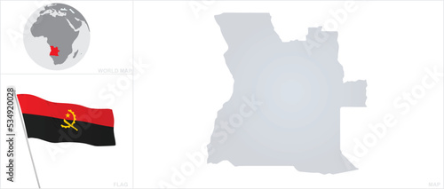 Angola map and flag. vector 