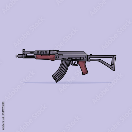 LCT AK-47 G04 NV AEG Gun with Bullets Vector Illustration. Headshot. Weapon Icon Illustration. Pistol Cartoon Logo Vector