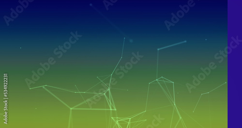Images of network of connections on blue and yellow background