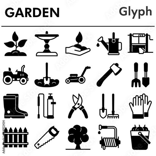 Garden icons set - icon, illustration on white background, glyph style