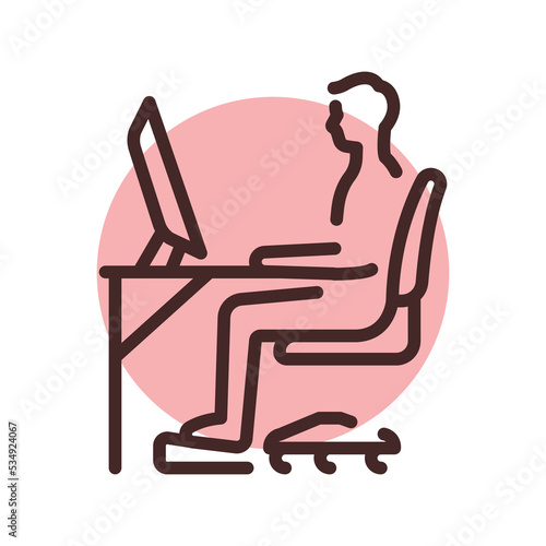 Correct sitting posture olor line icon. Pictogram for web page