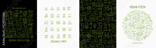 Organic Farm Background For your Design. Harvest Festival. Agriculture collec...