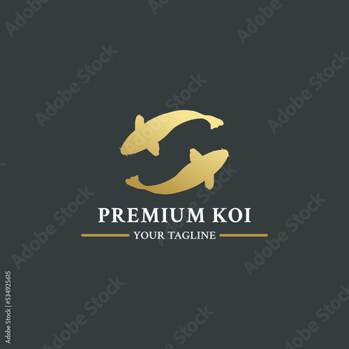 Koi Fish Logo Vector or Koi Fish Japan Logo Vector Isolated. Koi fish japanese logo vector element. Fish koi logo and symbol vector image.
