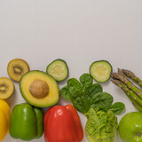 healthy vegetables on white background and text space