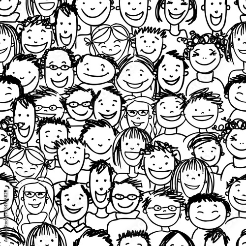Group of people, community. Social network. Team of employees. Seamless patte...