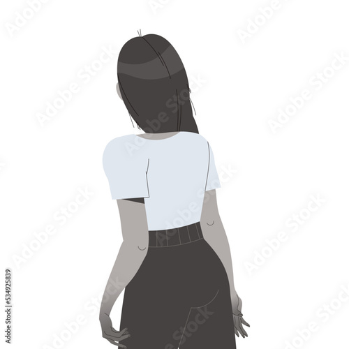 Stressed Woman Character Living Colorless Life Feeling Sadness and Loneliness Vector Illustration