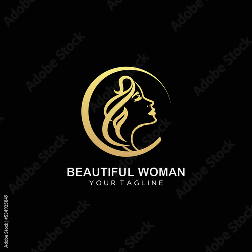 Sillhouette style women s hairstyle beauty salon logo Template