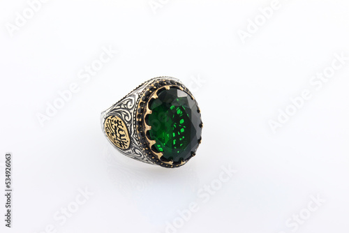 men's ring with embroideries or patterns on a white background