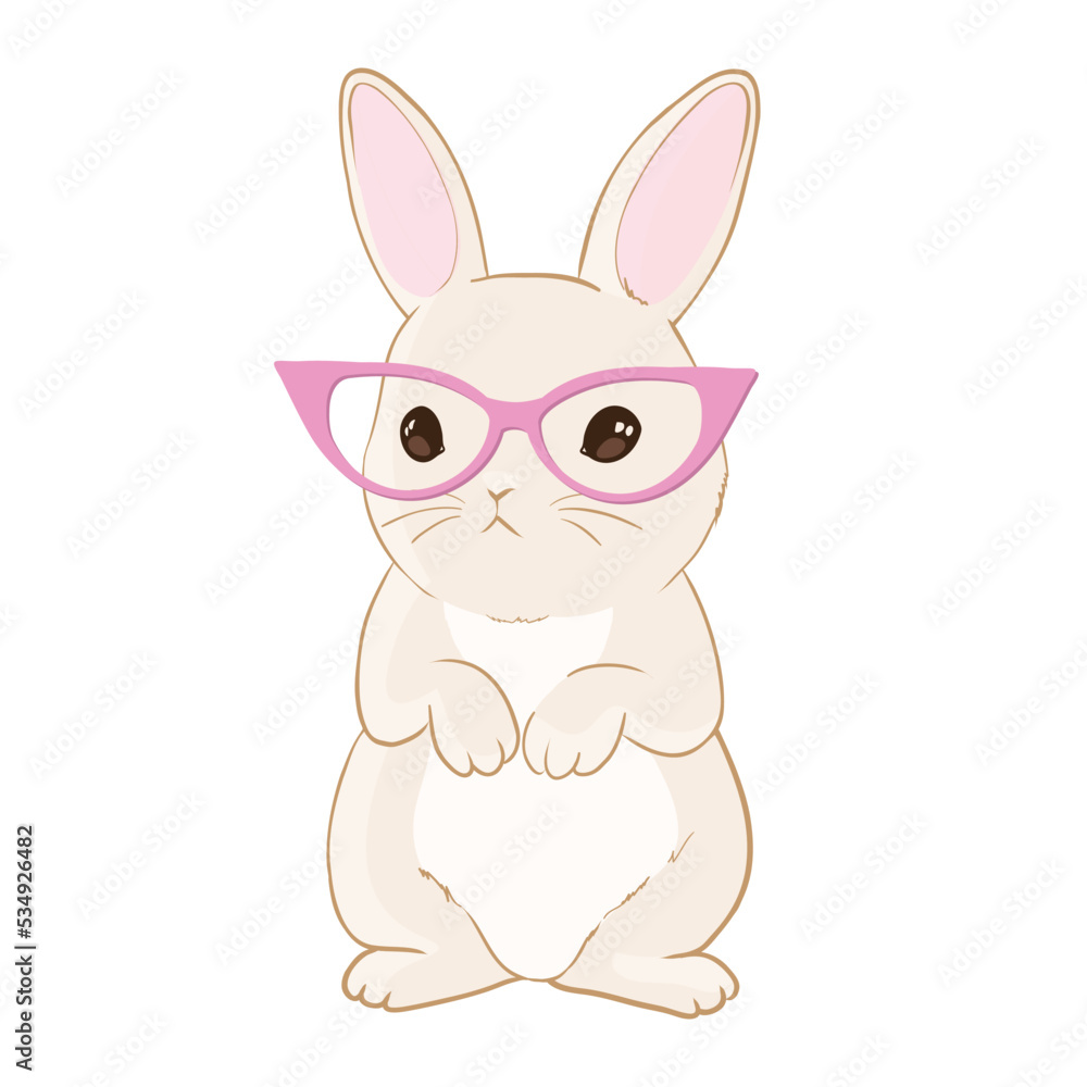 Cute little rabbit with pink glasses. Sweet Girl slogan. Funny bunny face. Vector illustration for children print design, kids t-shirt, baby wear