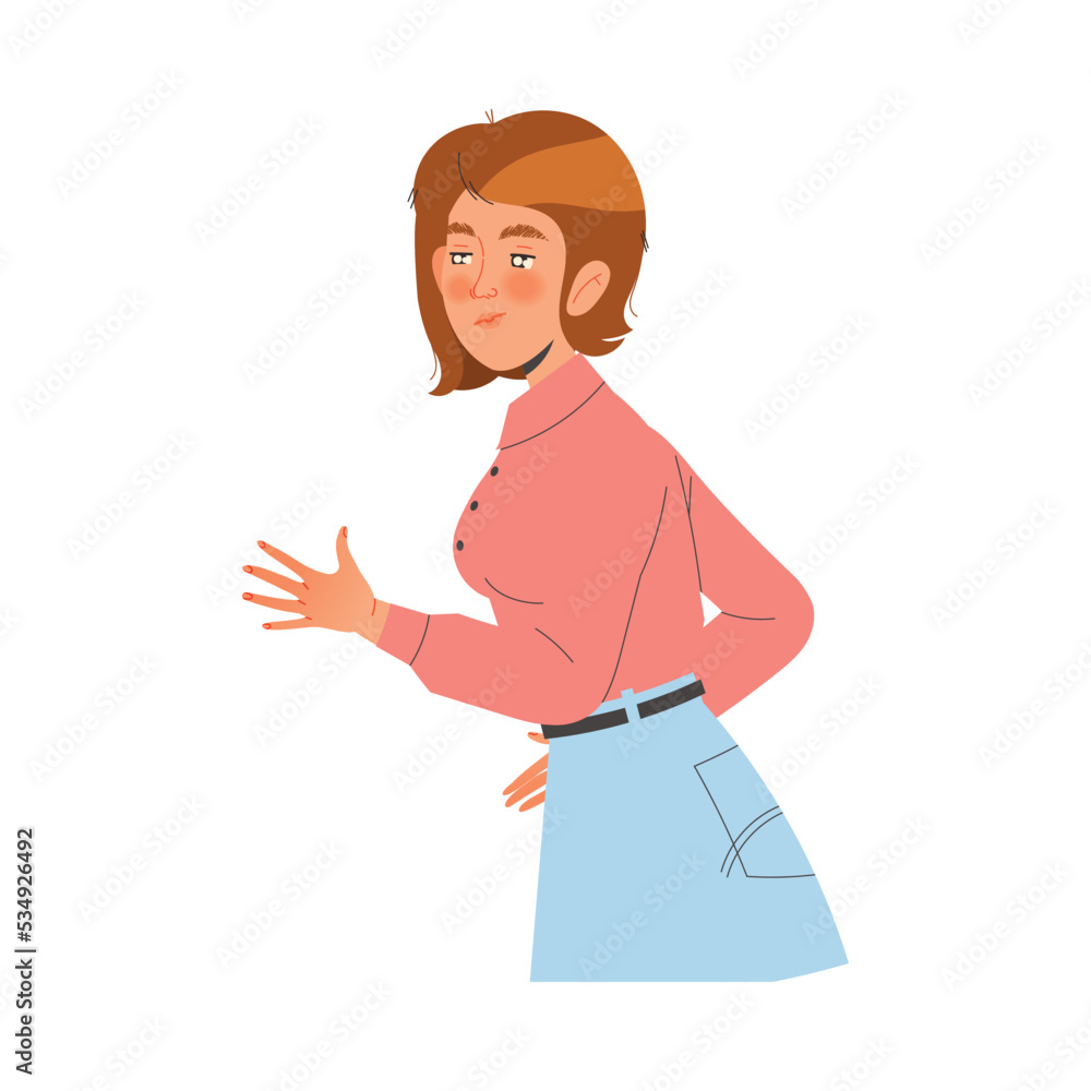 Young Woman Character with Outstretched Hand Giving Support Demonstrating Attention and Empathy Vector Illustration Young Woman Character with Outstretched Hand Giving Support Demonstrating Attention and Empathy Vector Illustration