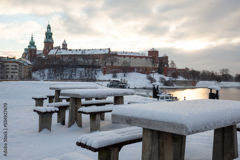 Royal Wawel Castle on in winter time