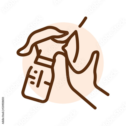 Expressing with a breast pump olor line icon. Pictogram for web page