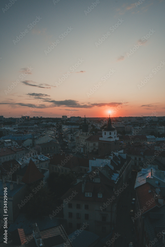 Sunset over Lublin, Poland