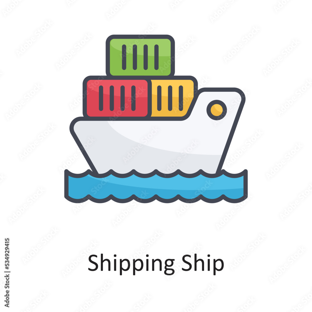 Obraz premium Shipping Ship Filled OutlineVector Icon Design illustration on White background. EPS 10 File 