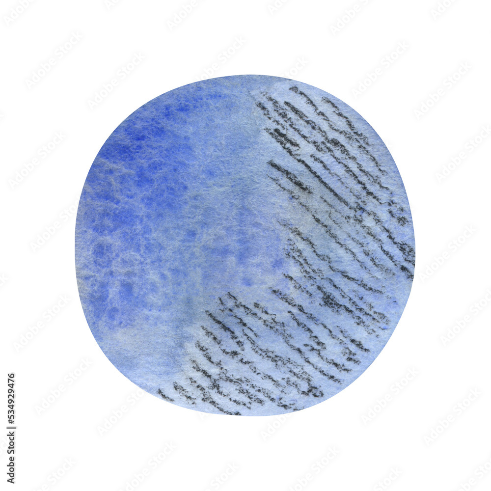 Watercolor abstract circle in blue yellow colors for background, textile, designs