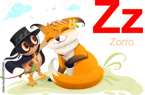 ABC spanish alphabet education letter z fox translation zorro