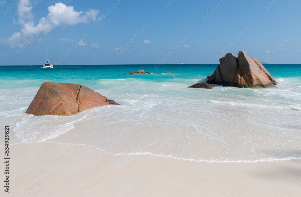 rocks on the beach of Anse Lazio rocks on the beach of Anse Lazio