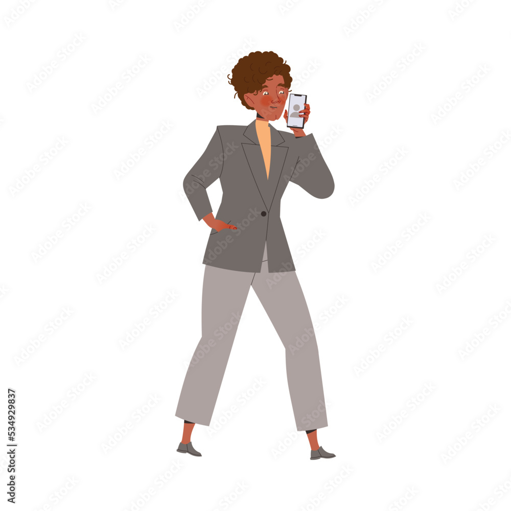 Young Man Walking and Talking with Smartphone Engaged in Phone Conversation Vector Illustration Young Man Walking and Talking with Smartphone Engaged in Phone Conversation Vector Illustration