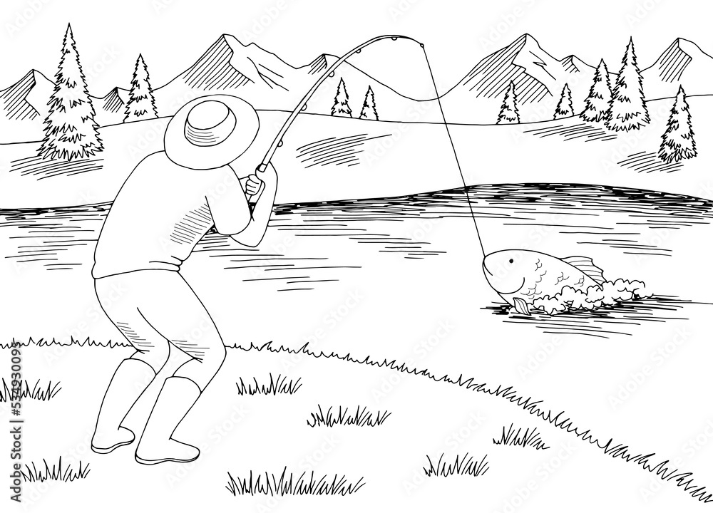Fishing sport equipment sketch of fisherman tackle - Stock Illustration  [41895520] - PIXTA
