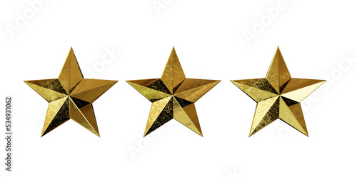 3d rendered three gold stars