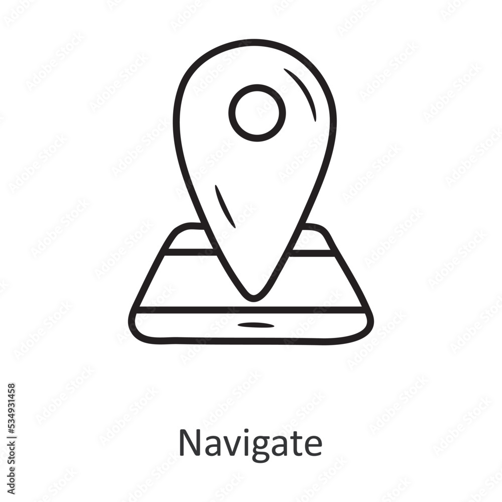 Navigate Vector outline Icon Design illustration. Travel Symbol on White background EPS 10 File Navigate Vector outline Icon Design illustration. Travel Symbol on White background EPS 10 File