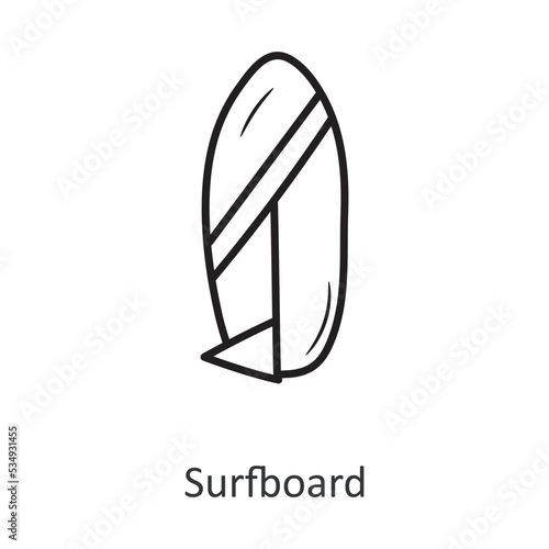 Surfboard Vector outline Icon Design illustration. Travel Symbol on White background EPS 10 File