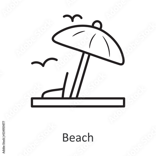 Beach Vector outline Icon Design illustration. Travel Symbol on White background EPS 10 File