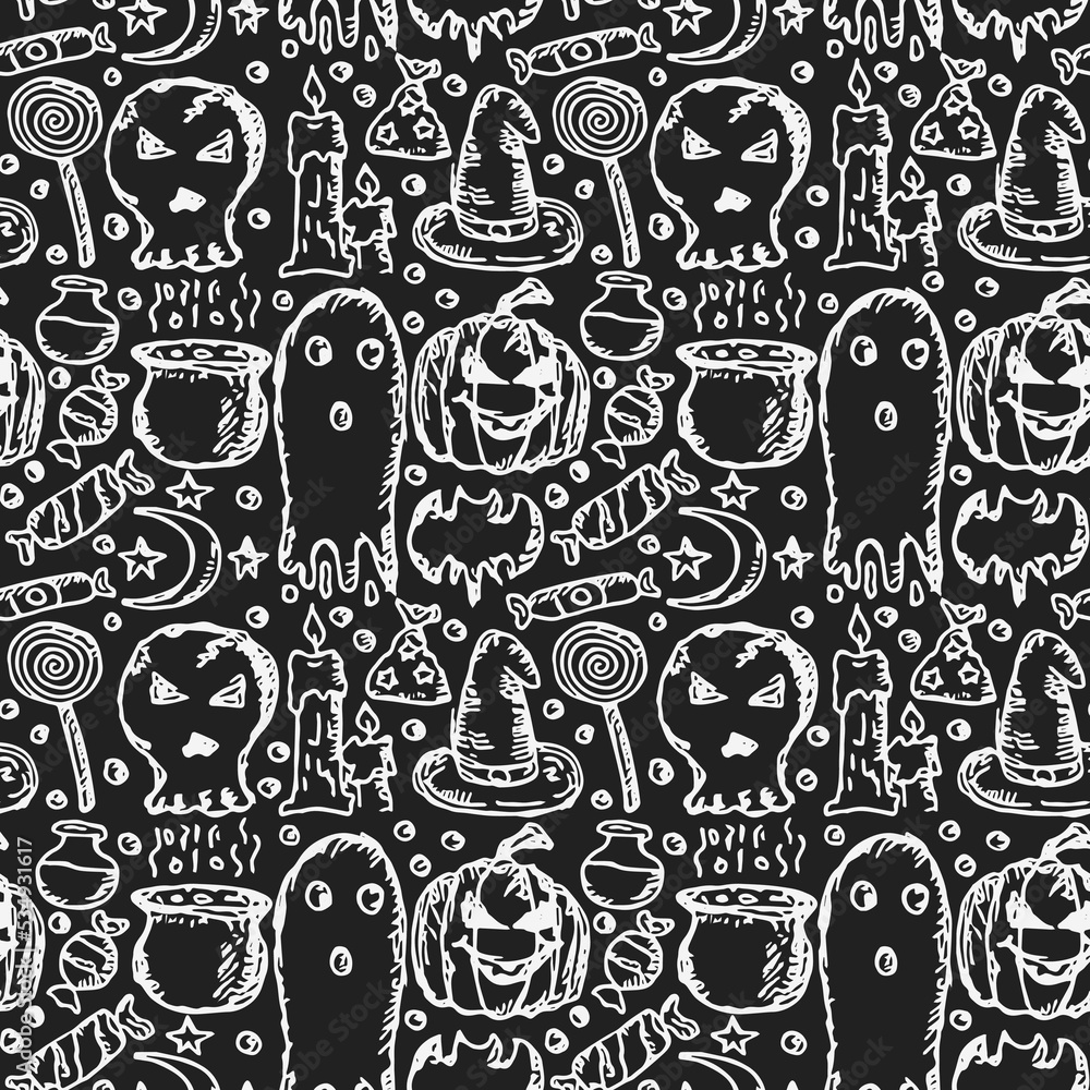 Seamless halloween pattern. Doodle halloween background Seamless halloween pattern. Doodle halloween background