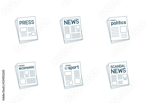 media press news icons set