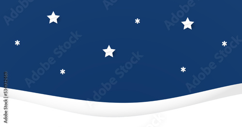 Star and snowflake on blue sky. Snow falling winter season Merry Christmas and Happy New Year background vector illustration.