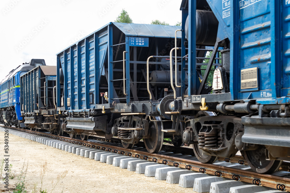 Mierzecice, Poland - 31.08.2022 -Railway carriages of the PKP cargo company in Mierzecice Mierzecice, Poland - 31.08.2022 -Railway carriages of the PKP cargo company in Mierzecice