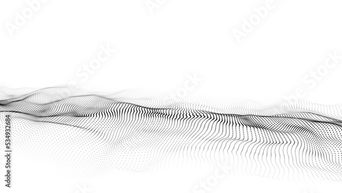 Digital technology wave. Light cyberspace with motion dots. Futuristic digital background artificial intelligence. Big data analytics.