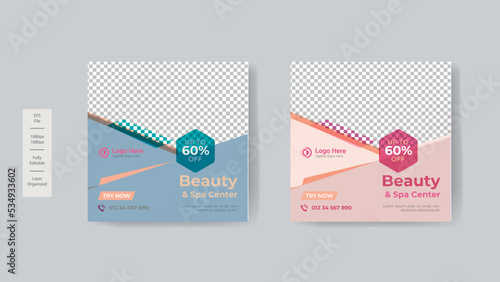 Beauty and spa social media promotion banner premium design template vector