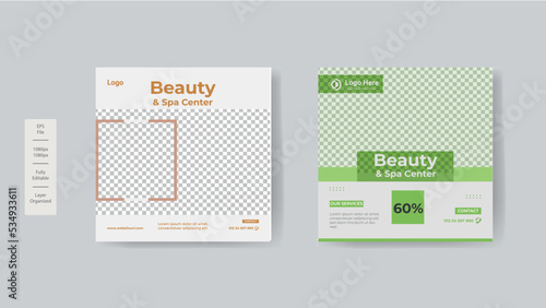 Beauty and spa social media promotion banner premium design template vector