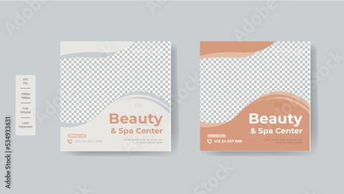 Beauty and spa social media promotion banner premium design template vector