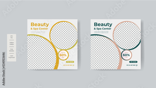Beauty and spa social media promotion banner premium design template vector