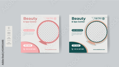 Beauty and spa social media promotion banner premium design template vector