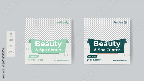 Beauty and spa social media promotion banner premium design template vector