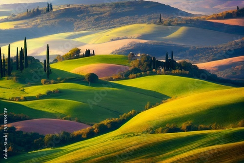 Fotografie, Obraz Illustration of tuscany landscape