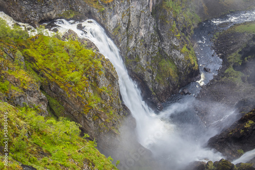 Spectacular view into the Sysendalen valley with the amazing V  ringsfossen waterfalls