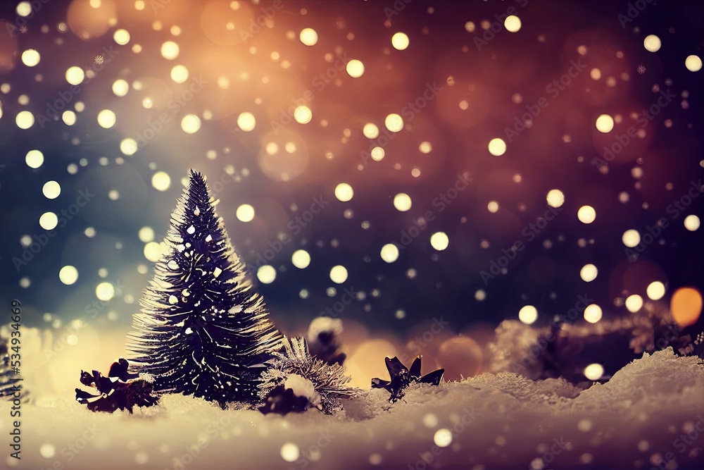 Christmas winter background with snow. Digital illustration