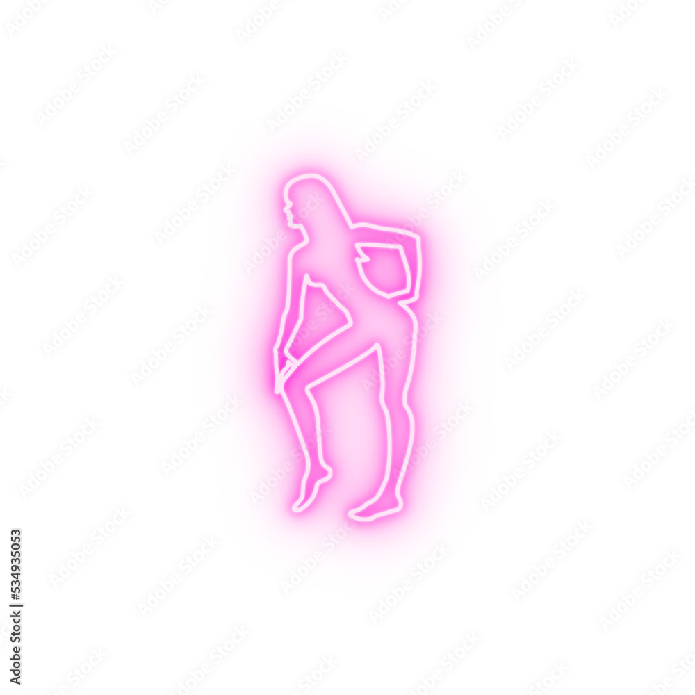 silhouette girl dancer neon icon silhouette girl dancer neon icon