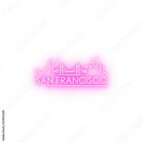 Linear banner of San Francisco city neon icon photo