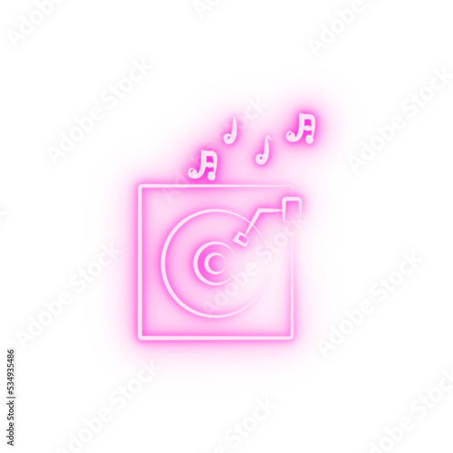 gramophone with music sketch neon icon
