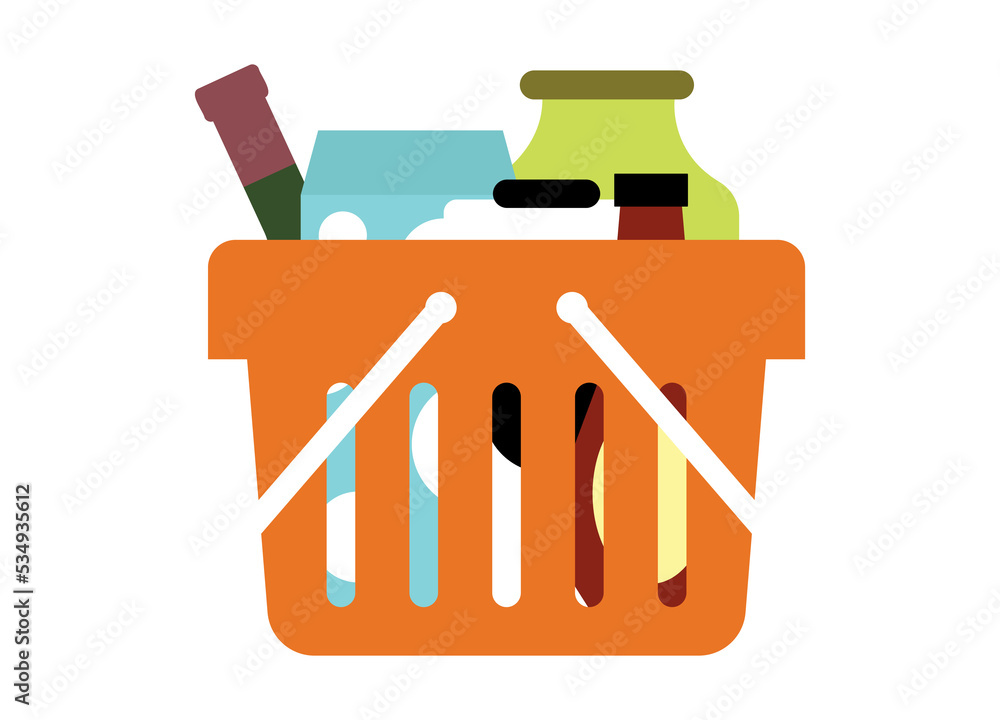 Basket full of food isolated on transparent background Basket full of food isolated on transparent background