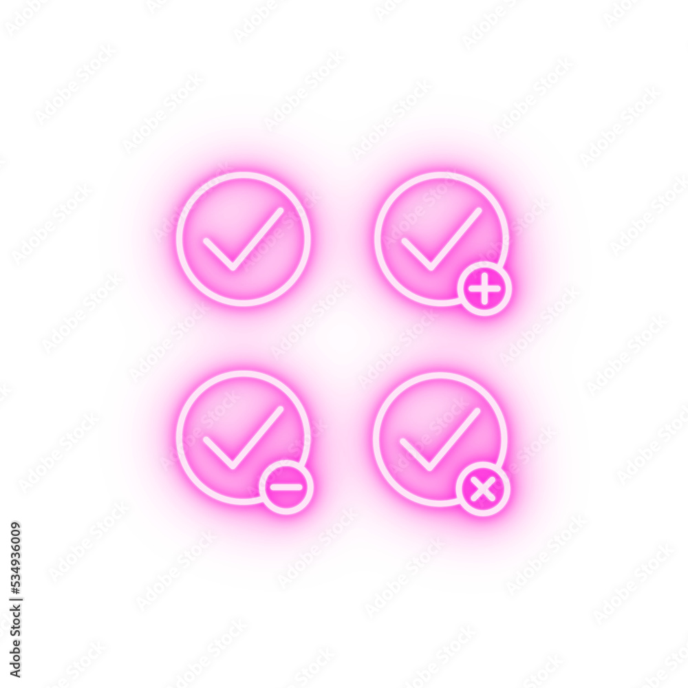 check plus check minus sign neon icon check plus check minus sign neon icon